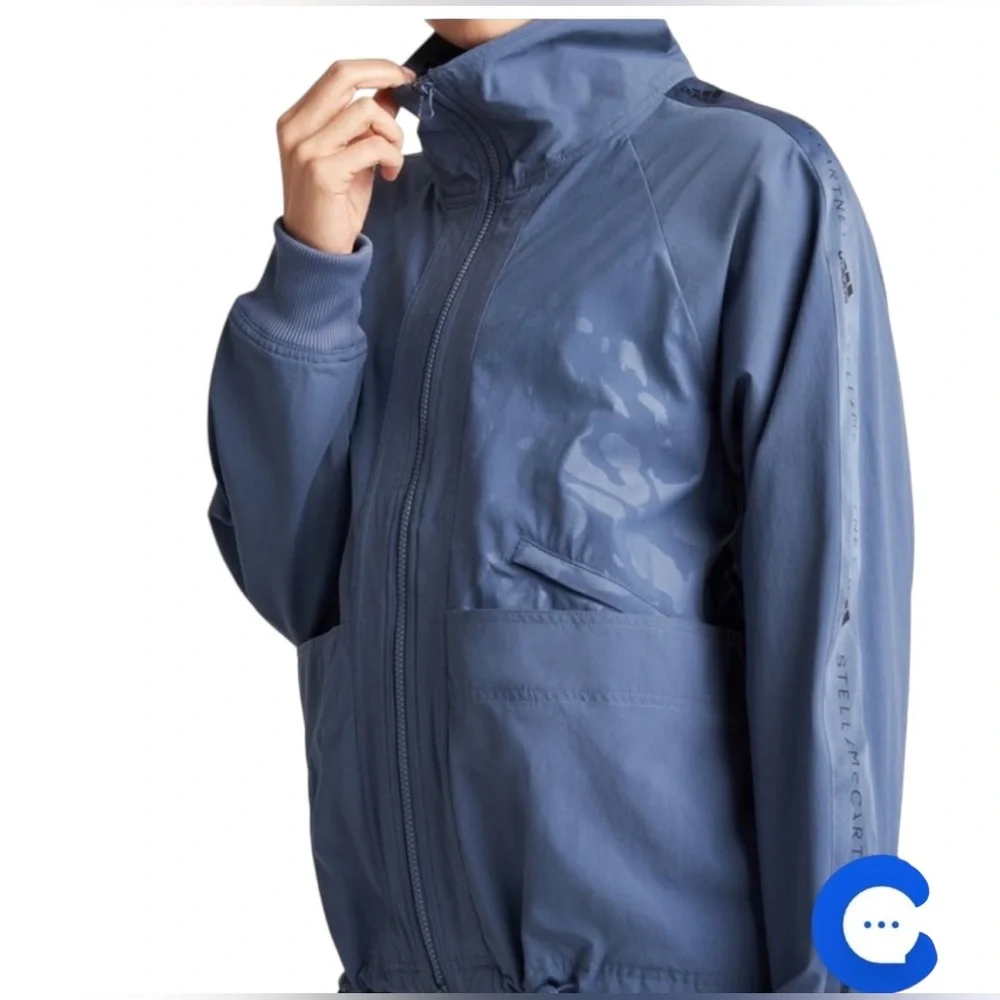 Adidas by Stella McCartney steel Blue zip up lightweight windbreaker Jacket xs - Picture 3 of 13